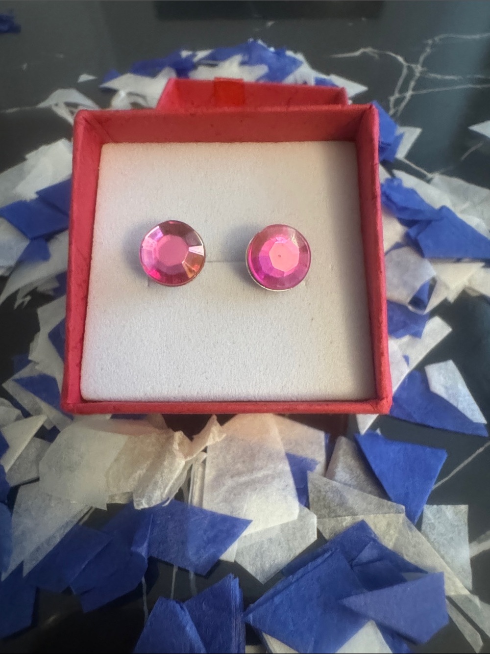 Pink Faceted Crystal Stud Earrings for Women